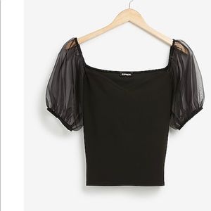 Express organza puff sleeve top